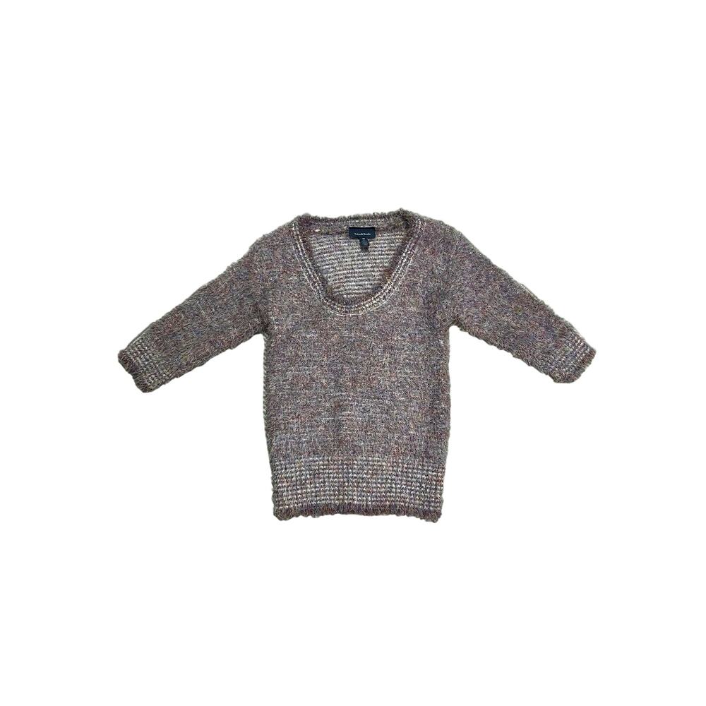 Fuzzy Eyelash Sweater Modcloth Multicolor Scoop Neck Size Medium Half Sleeves